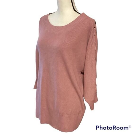 Soho New York & Co Pullover cut-out Lace up 3/4 sleeves Sweater XL - Picture 2 of 11
